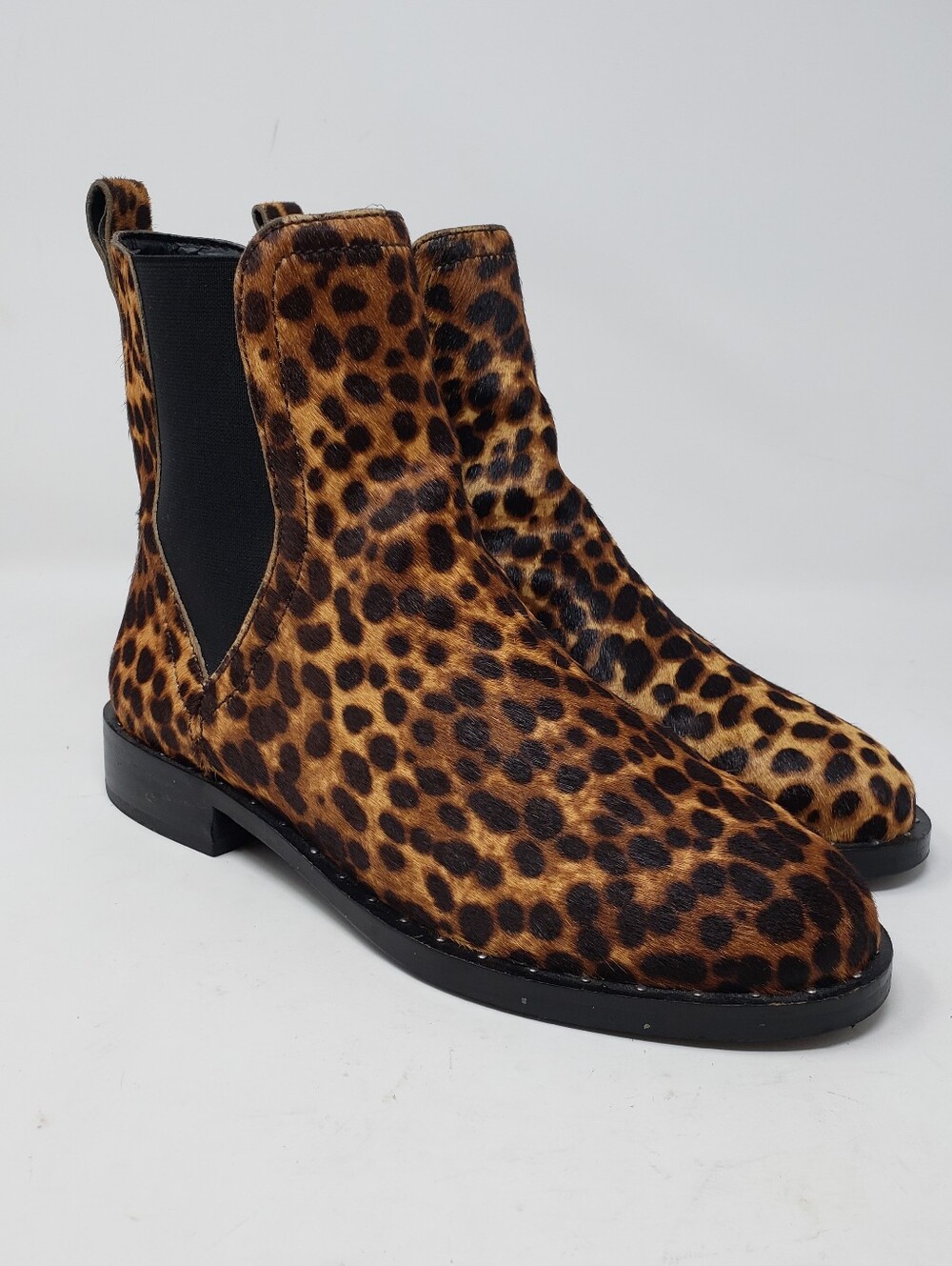 Rebecca Minkoff Sabeen Too Leopard Calf Hair Chelsea Boots Size 7.5